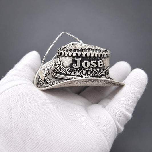 Personalized Cowboy Hat Christmas Ornament, Hand-Finished 3D Printed Keepsake