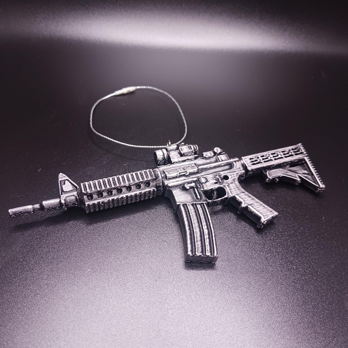 AR 15 Ornament, Hand-Painted Christmas Decor, For Rifle Collectors