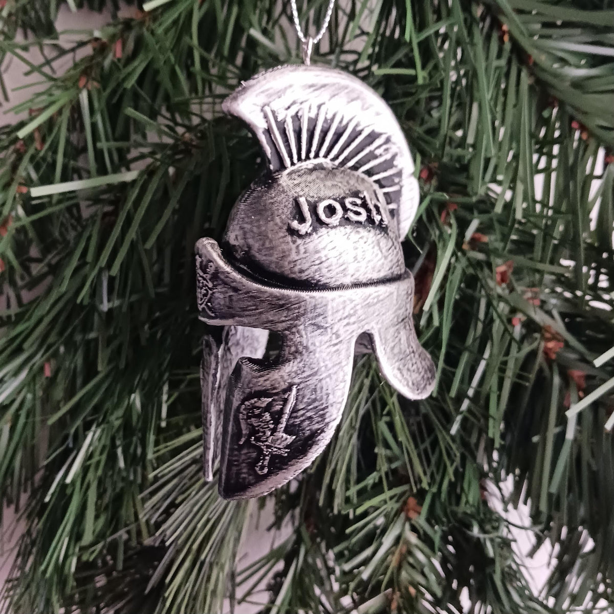 Personalized Spartan Helmet Christmas Ornament, 3D Printed Warrior Helmet