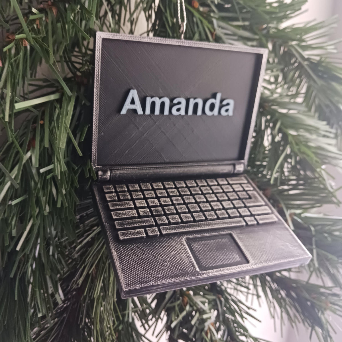 Personalized Laptop Christmas Ornament, 3D Printed Computer Keepsake