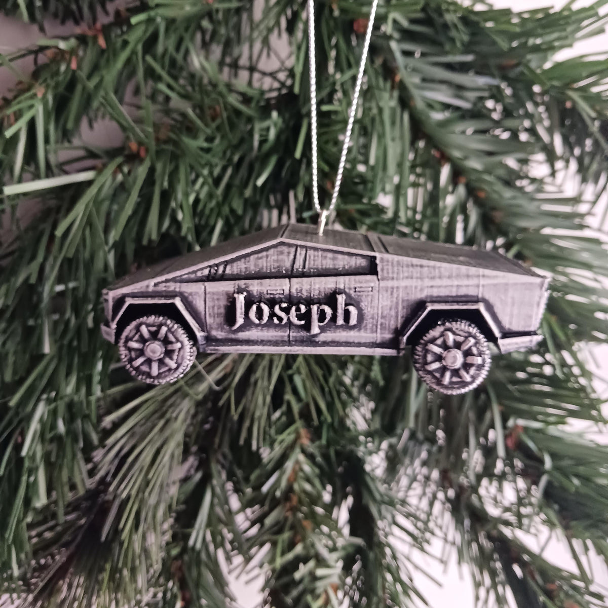 Cybertruck Ornament, Personalized Tesla Christmas Decor, Hand-Finished 3D Print