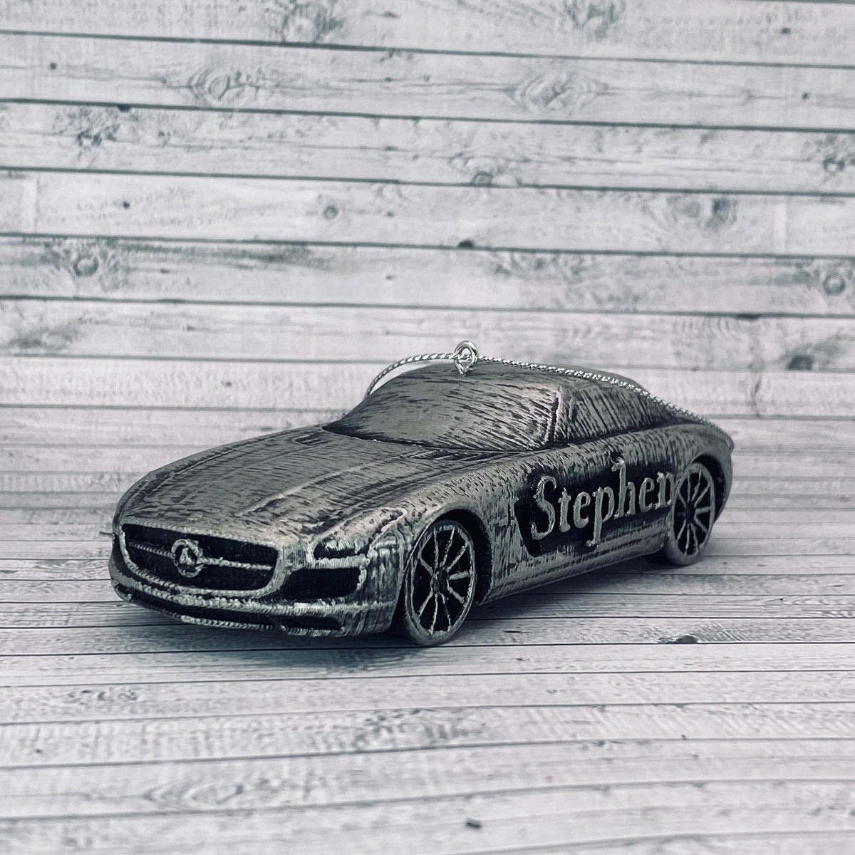Personalized Mercedes SLS AMG Christmas Ornament, 3D Printed Sports Car