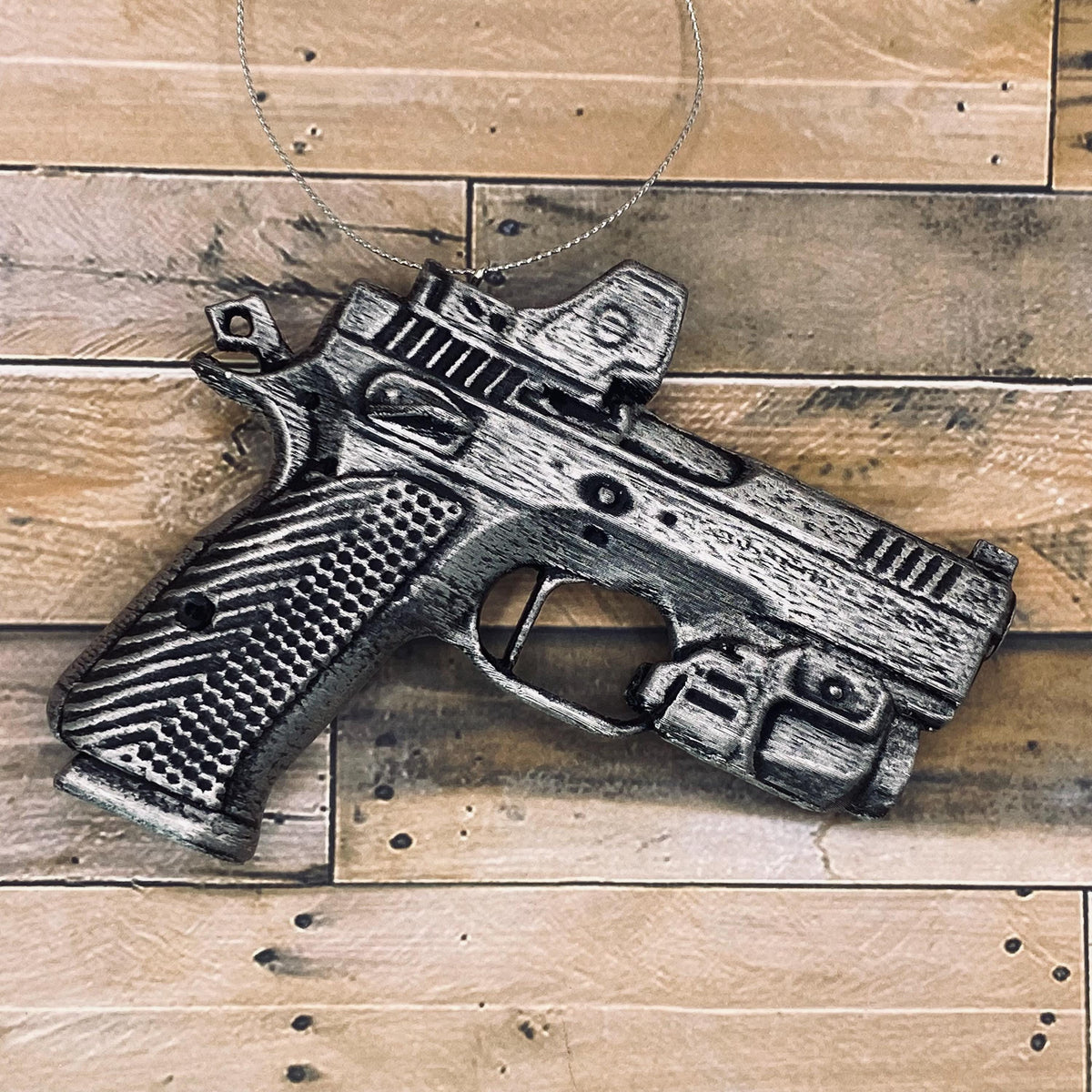 Personalized CZ Shadow Pistol Christmas Ornament, Hand-Painted Gun Lover Gift
