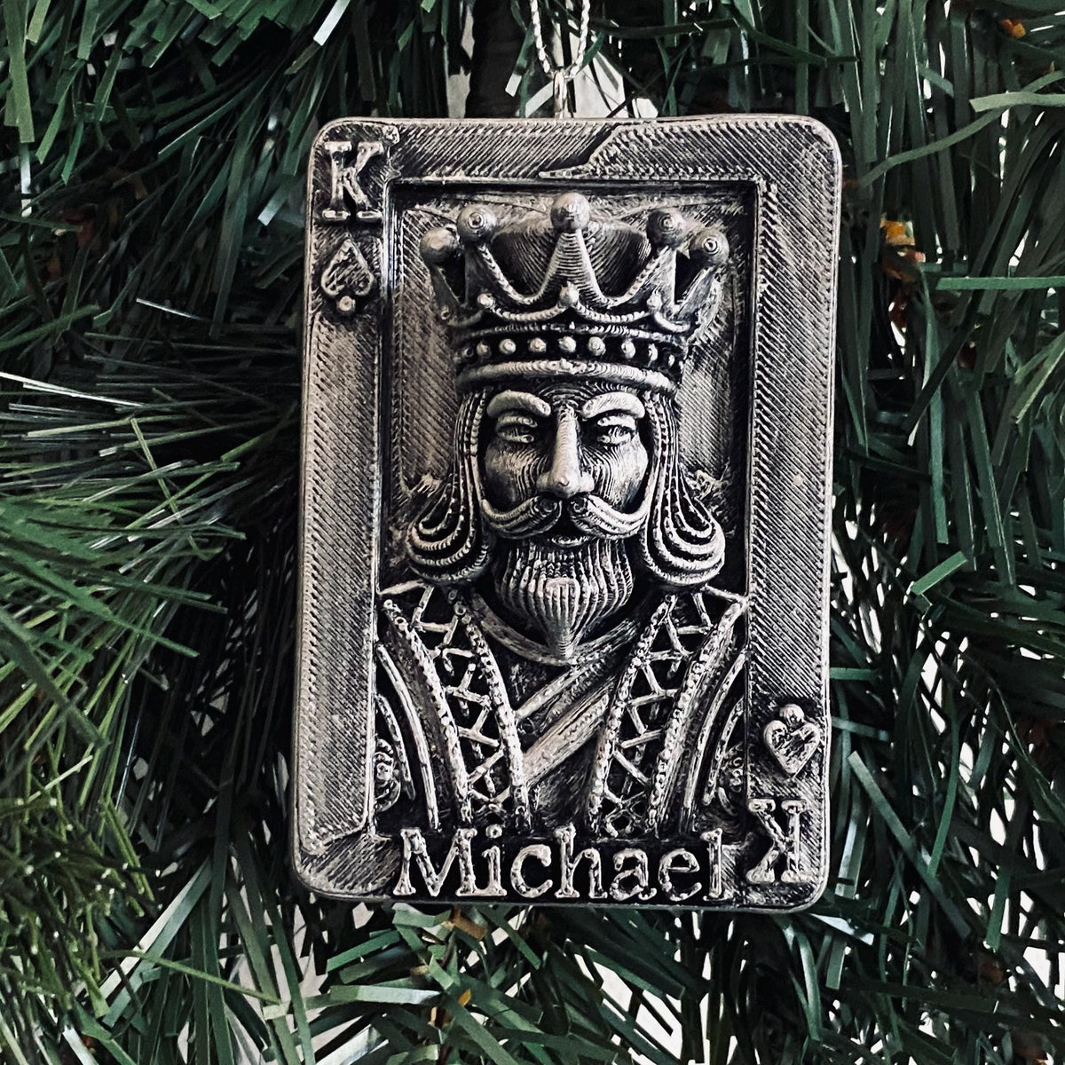 Personalized King of Spades Christmas Ornament, 3D Printed Playing Card