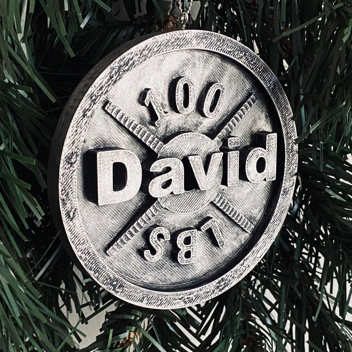 Personalized Barbell Christmas Ornament, 3D Printed Weightlifting Keepsake