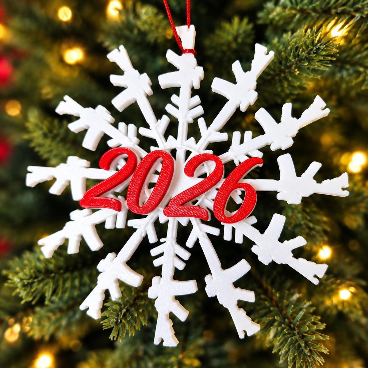 2026 AR-15 Snowflake Christmas Ornament, Rifle Lover Holiday Gift