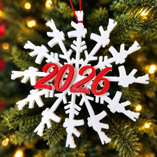 2026 AR-15 Snowflake Christmas Ornament, Rifle Lover Holiday Gift
