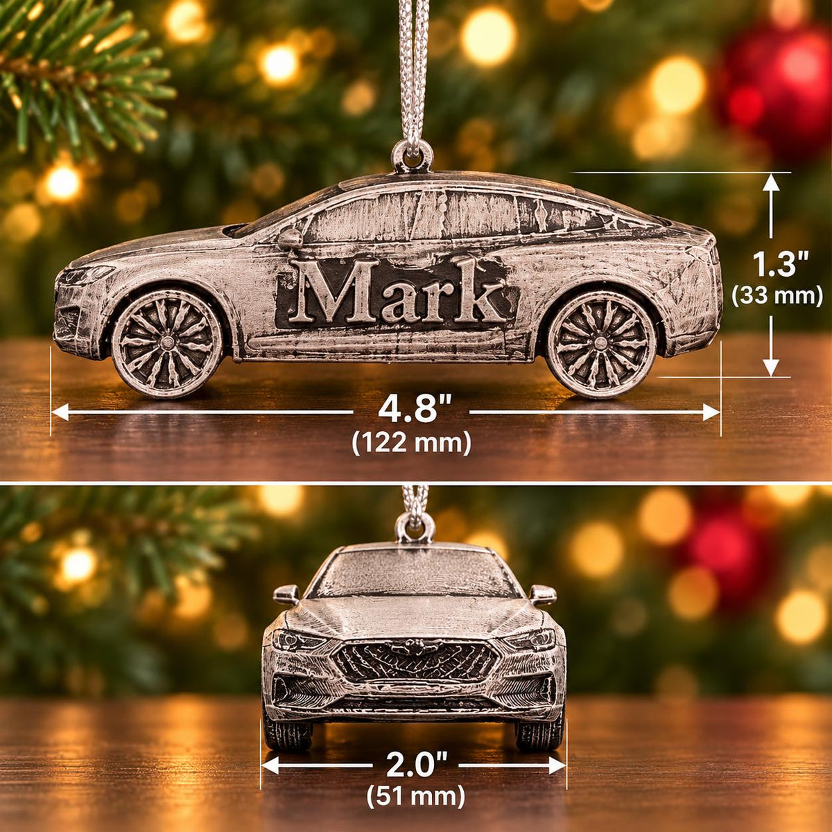 Personalized Tesla Model S Christmas Ornament, 3D Printed Car Keepsake