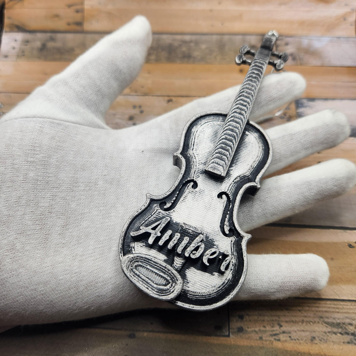 Personalized Violin Christmas Ornament, 3D Printed Musical Instrument
