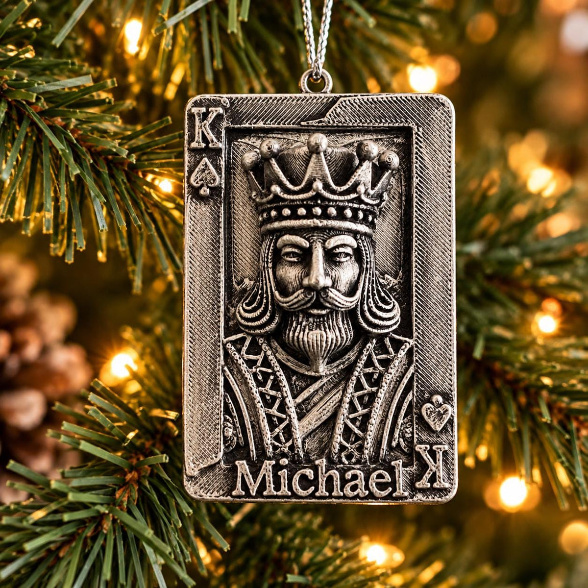 Personalized King of Spades Christmas Ornament, 3D Printed Playing Card
