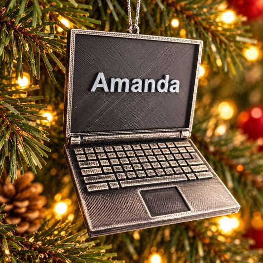 Personalized Laptop Christmas Ornament, 3D Printed Computer Keepsake