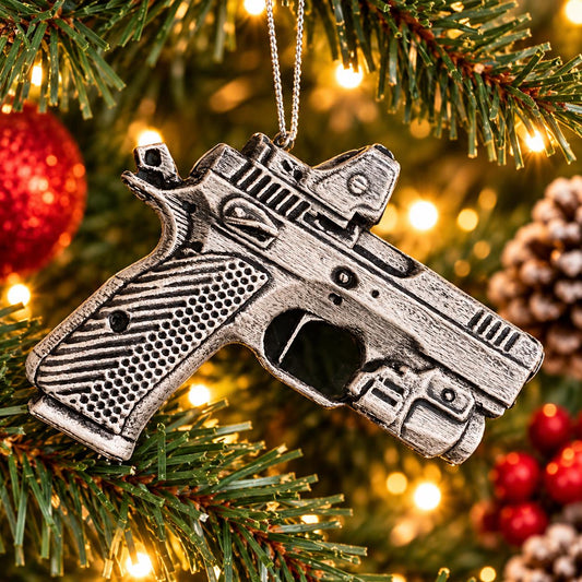 Personalized CZ Shadow Pistol Christmas Ornament, Hand-Painted Gun Lover Gift