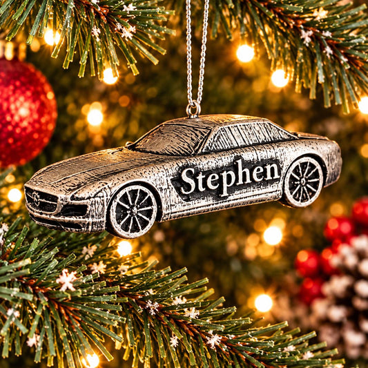Personalized Mercedes SLS AMG Christmas Ornament, 3D Printed Sports Car