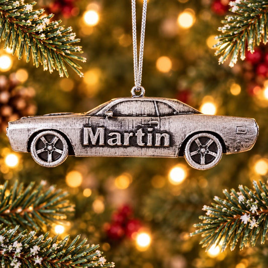 Personalized Dodge Challenger Christmas Ornament, 3D Printed Muscle Car