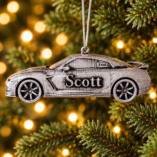 Personalized Nissan GT-R Christmas Ornament, 3D Printed Sports Car