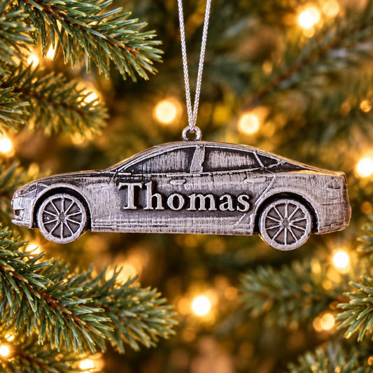 Personalized Tesla Model 3 Christmas Ornament, 3D Printed Car Keepsake