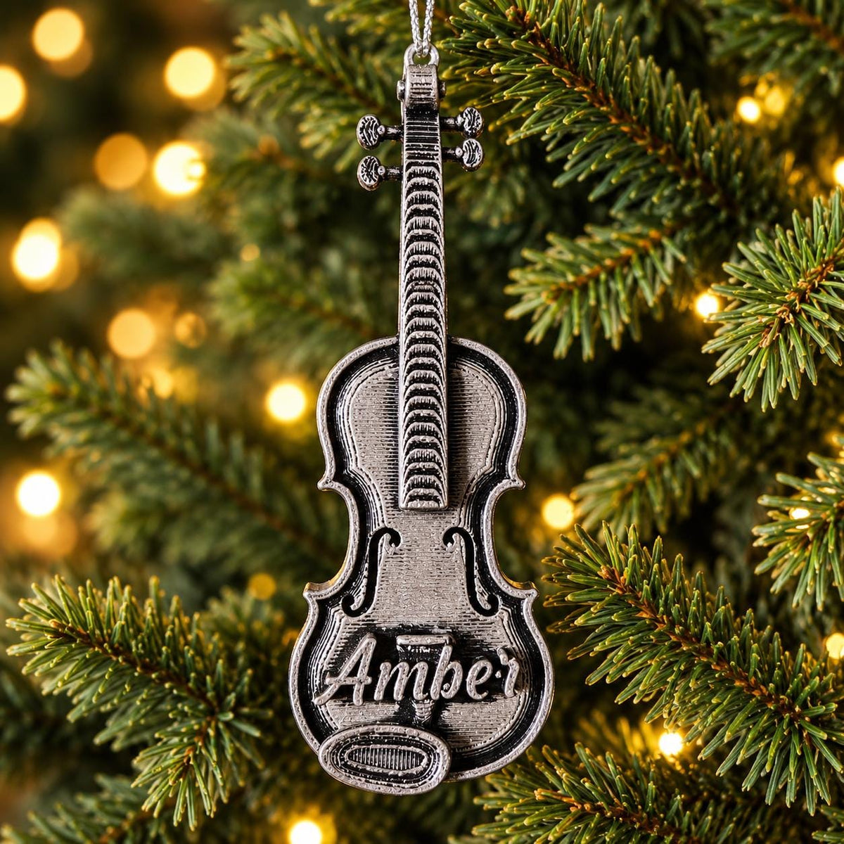 Personalized Violin Christmas Ornament, 3D Printed Musical Instrument