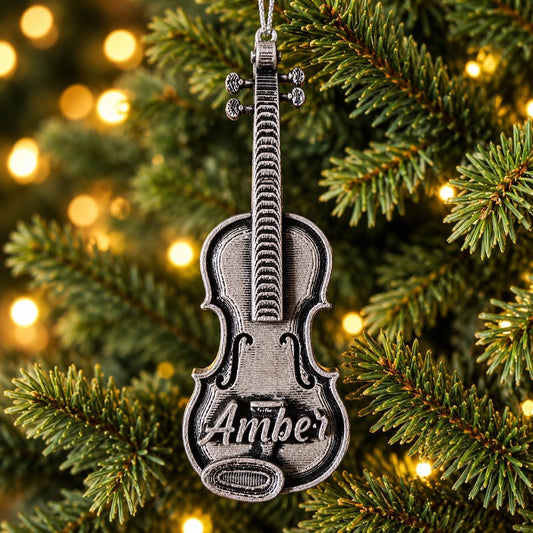 Personalized Violin Christmas Ornament, 3D Printed Musical Instrument