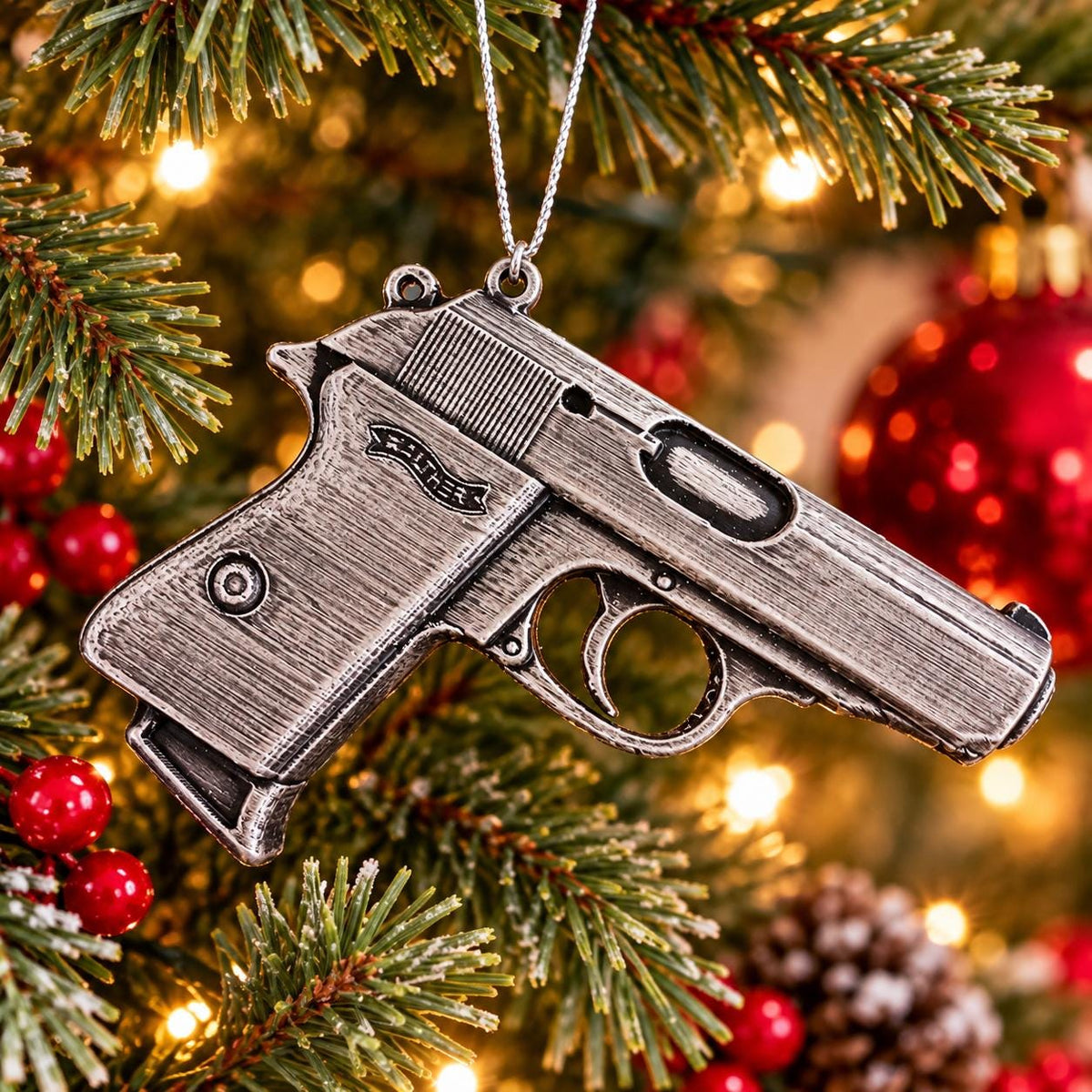 Personalized Walther PPK Pistol Christmas Ornament, Gun Collector Gift