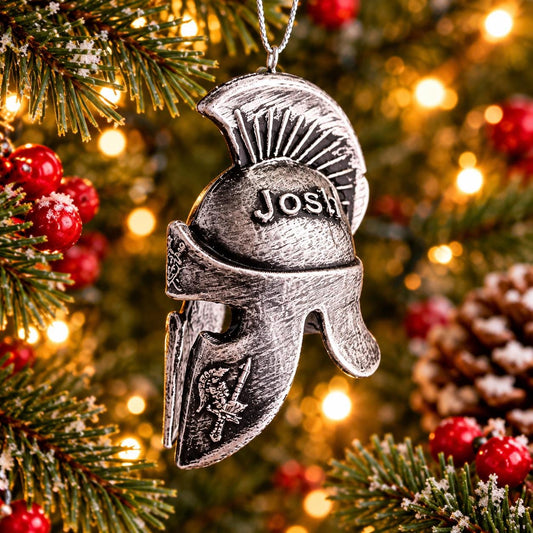 Personalized Spartan Helmet Christmas Ornament, 3D Printed Warrior Helmet