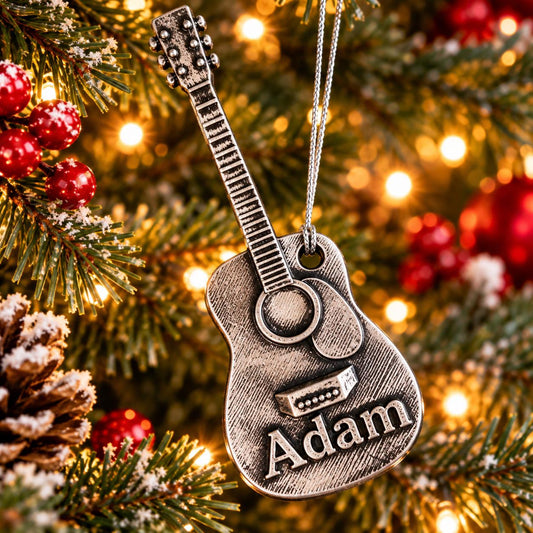 Personalized Guitar Christmas Ornament, 3D Printed Musical Instrument