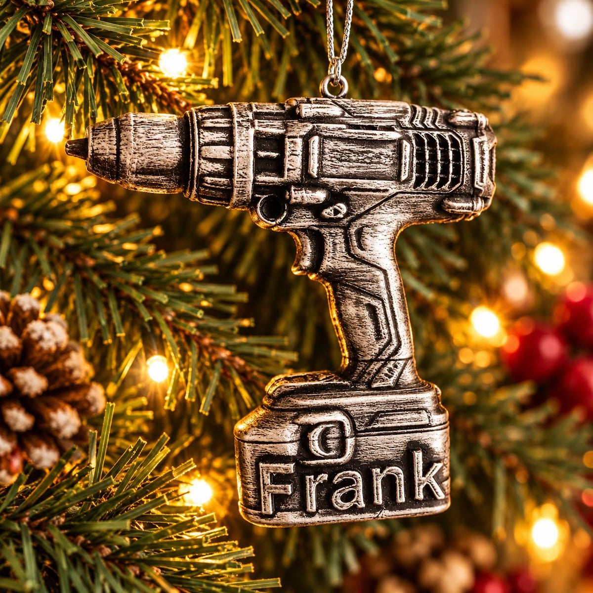 Personalized Cordless Drill Christmas Ornament, 3D Printed Tool Keepsake