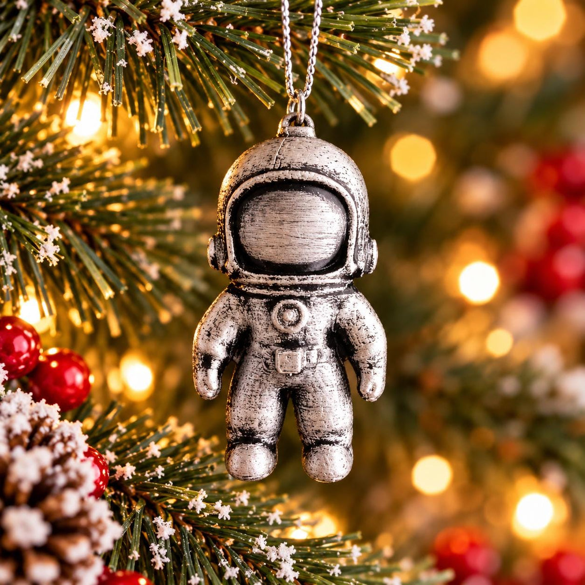 Personalized Astronaut Christmas Ornament, Hand-Painted 3D Printed Figure