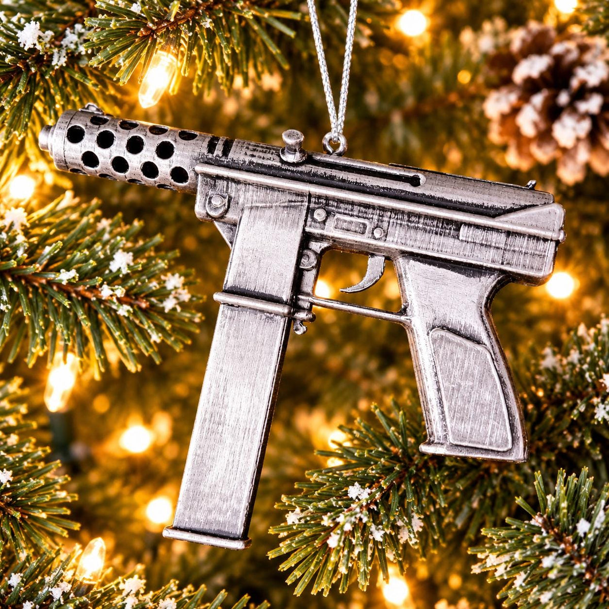 Personalized TEC-9 Pistol Christmas Ornament, Custom Gun Collector Gift