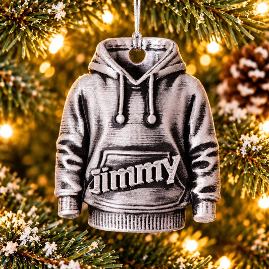 Personalized Hoodie Sweatshirt Christmas Ornament, 3D Printed Miniature Keepsake