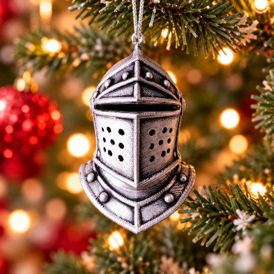 Personalized Knight Helmet Christmas Ornament, Hand-Finished 3D Printed Keepsake