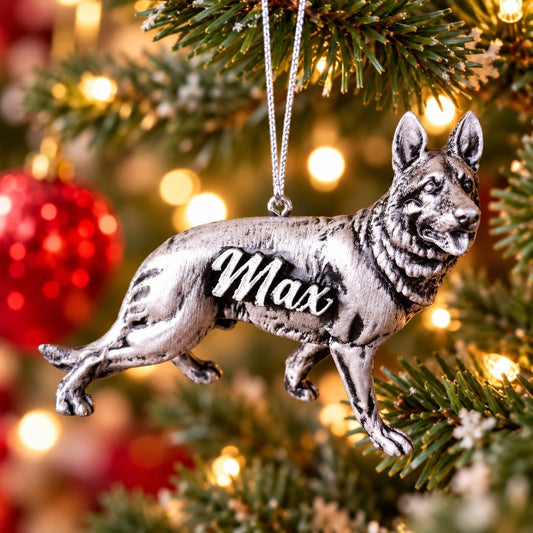Personalized German Shepherd Christmas Ornament, 3D Printed Dog Keepsake