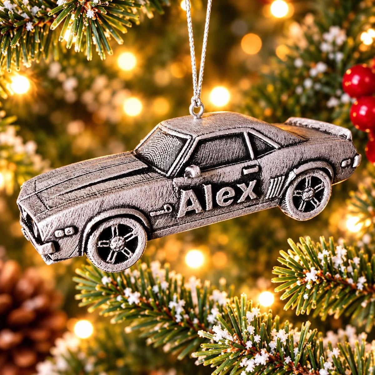 Personalized 1969 Chevy Camaro Christmas Ornament, 3D Printed Muscle Car Keepsake Gift