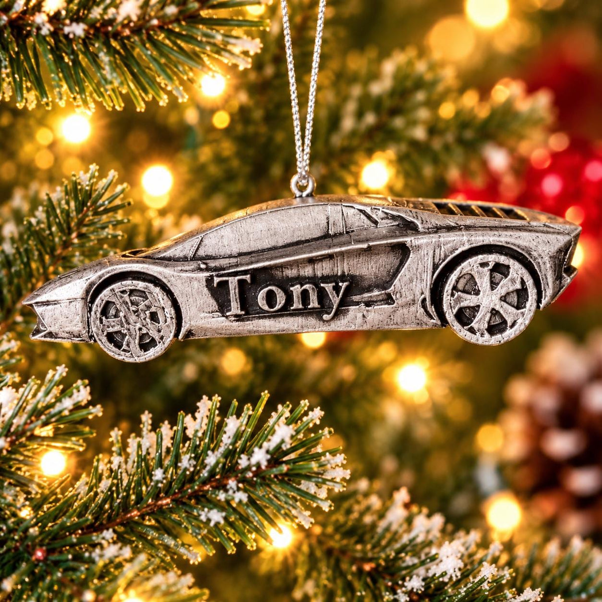 Personalized Lamborghini Aventador Christmas Ornament, 3D Printed Supercar Keepsake Gift
