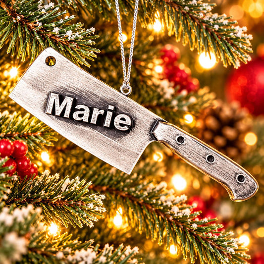 Personalized Butcher Knife Christmas Ornament, 3D Printed Kitchen Knife Keepsake Gift for Butchers and Chefs