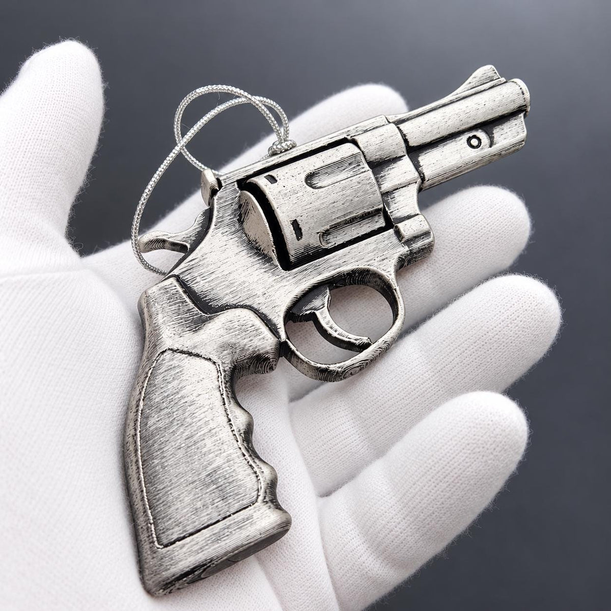 Personalized Modern Snub Nose Revolver Christmas Ornament, 3D Printed Handgun Keepsake Gift