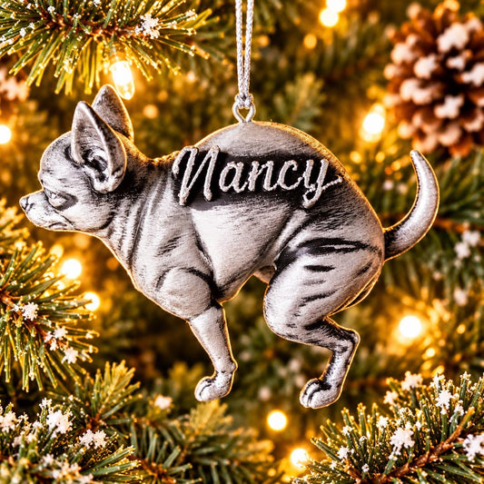 Personalized Pooping Chihuahua Christmas Ornament, Funny 3D Printed Dog