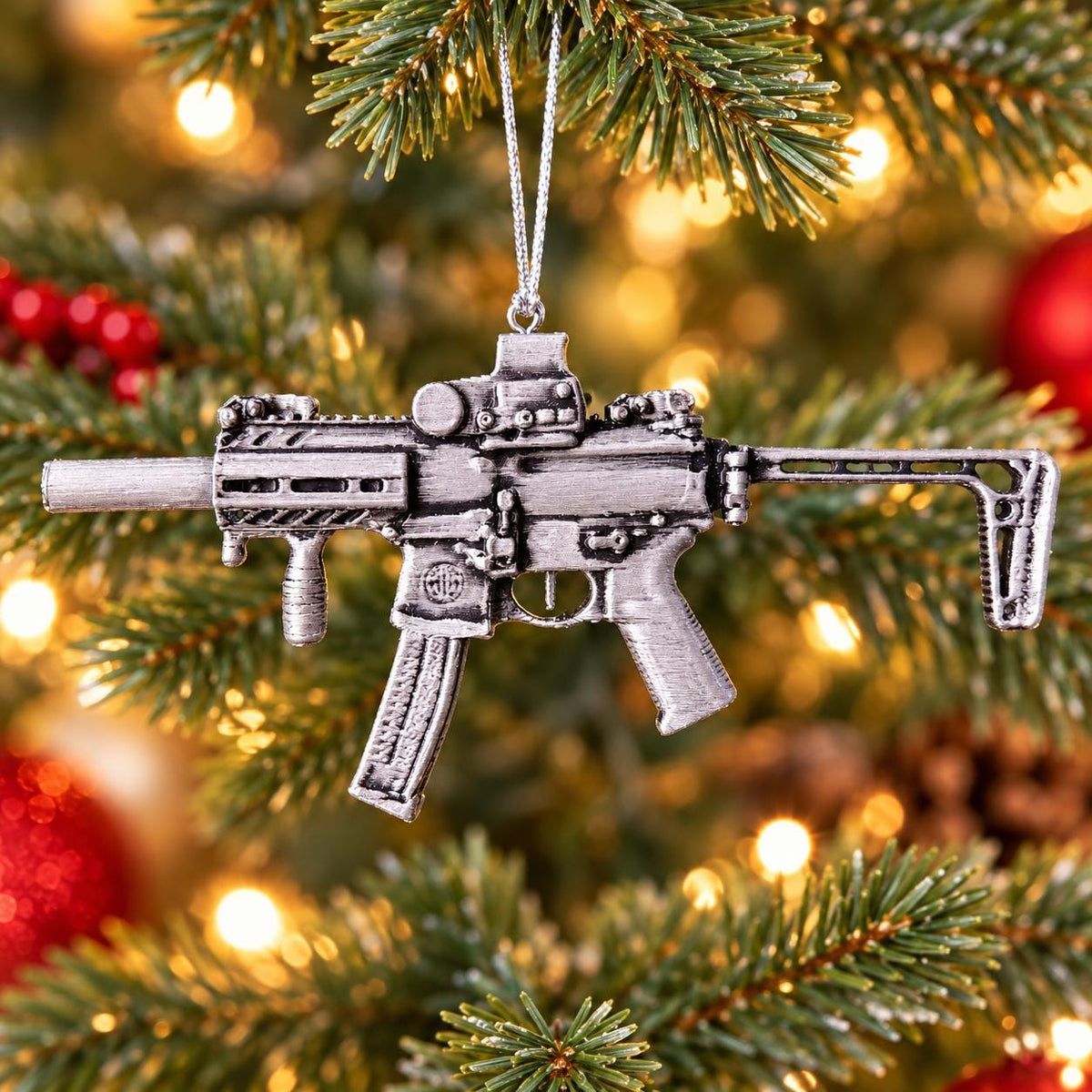 SIG Sauer MPX Rifle Christmas Ornament, Hand-Finished Gun Collector Keepsake