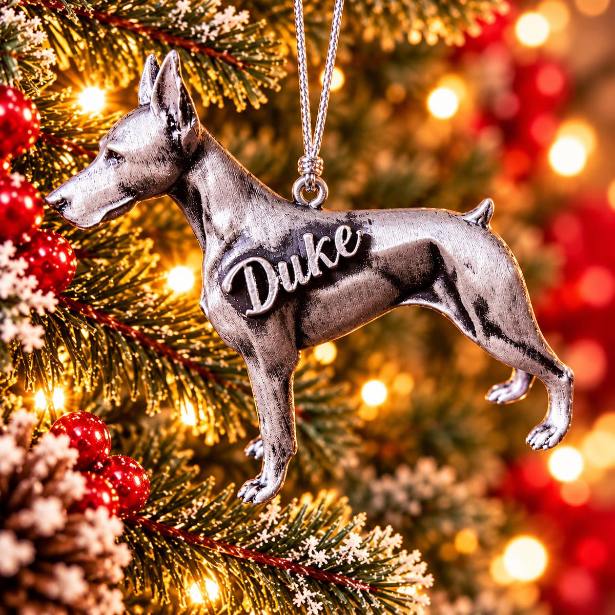 Personalized Doberman Pinscher Christmas Ornament, 3D Printed Dog Keepsake