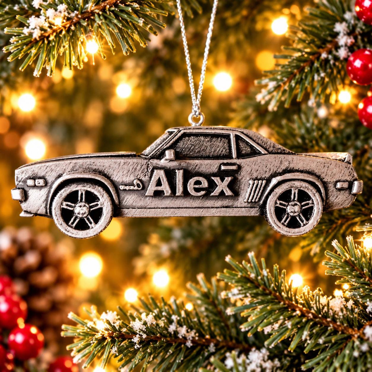 Personalized 1969 Chevy Camaro Christmas Ornament, 3D Printed Muscle Car Keepsake Gift